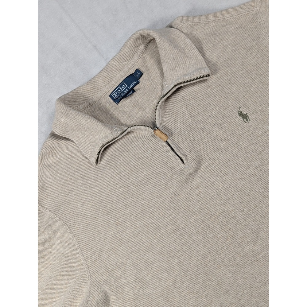 Polo Ralph Lauren Mens Quarter Zip Pullover Sweater‎ Size XL Beige